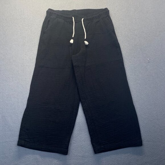 Old Navy Wide Leg Women’s Pants Size Large Black Stretch Pockets,Drawstring - Picture 1 of 8